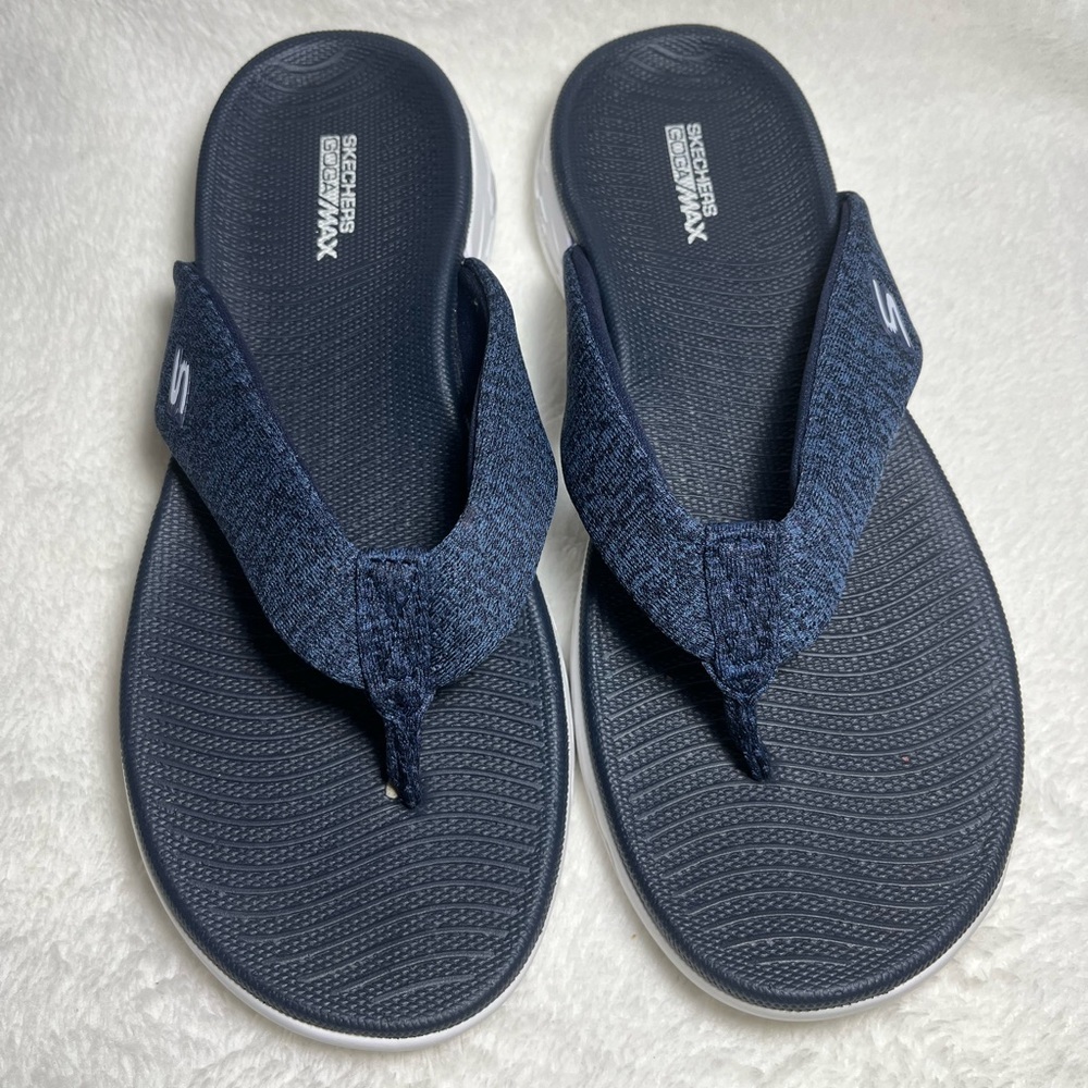 Skechers Goga Max Blue Women’s‎ Flip Flop Sandals Sz 7 - Picture 2 of 6